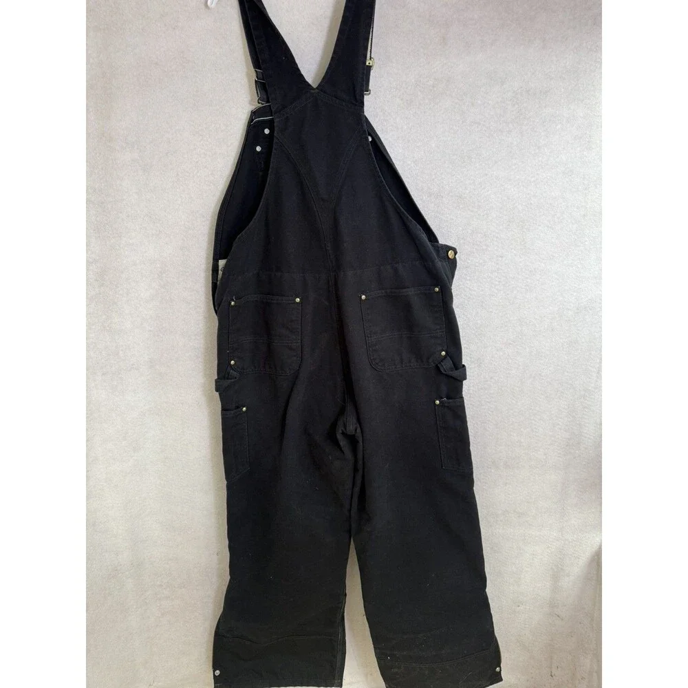 Carhartt  Black Bib Overalls With Quilt Insulation  Size 40x30 Thick Red Inside